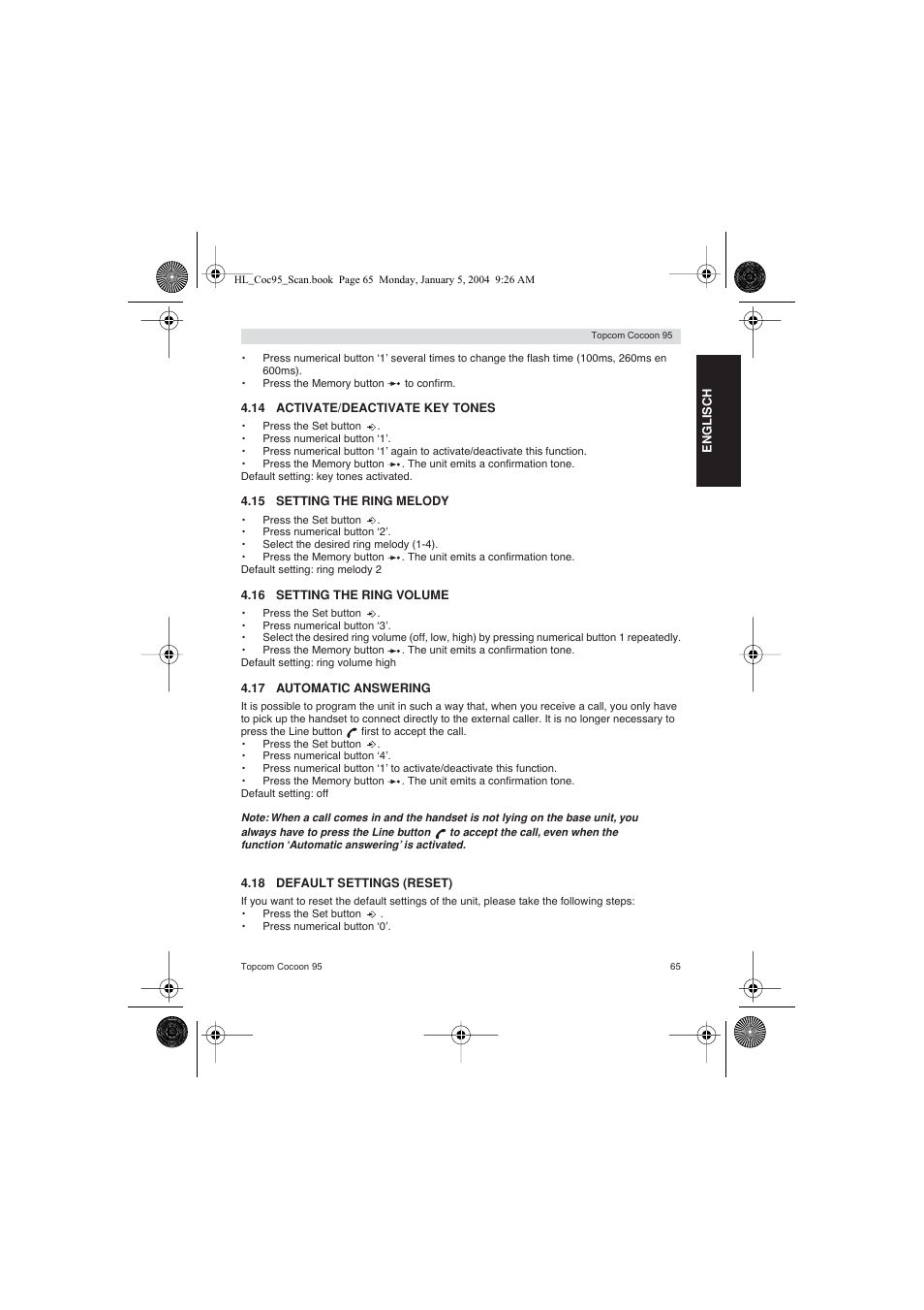 Topcom COCOON 95 DUO User Manual | Page 65 / 72