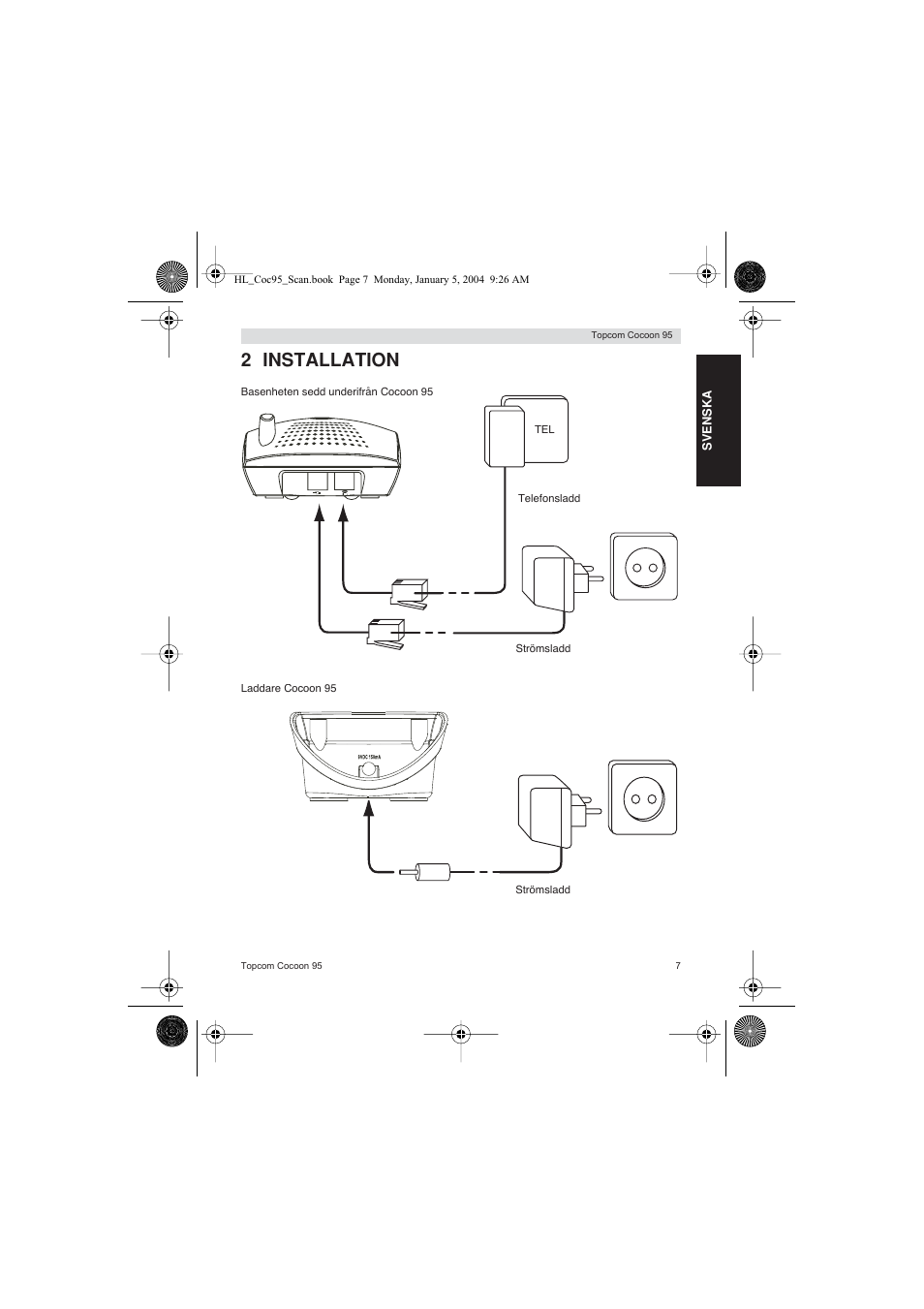 2 installation | Topcom COCOON 95 DUO User Manual | Page 7 / 72