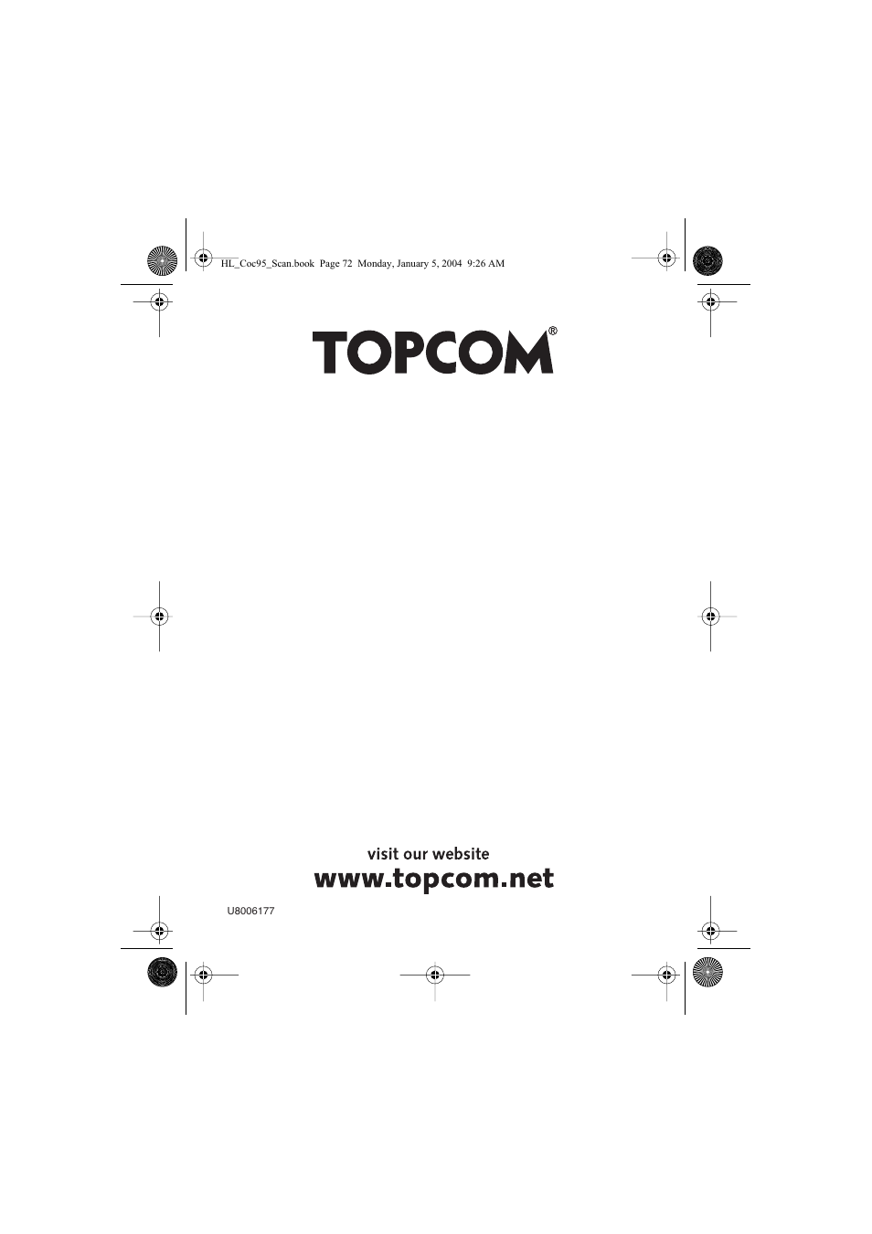 Topcom COCOON 95 DUO User Manual | Page 72 / 72