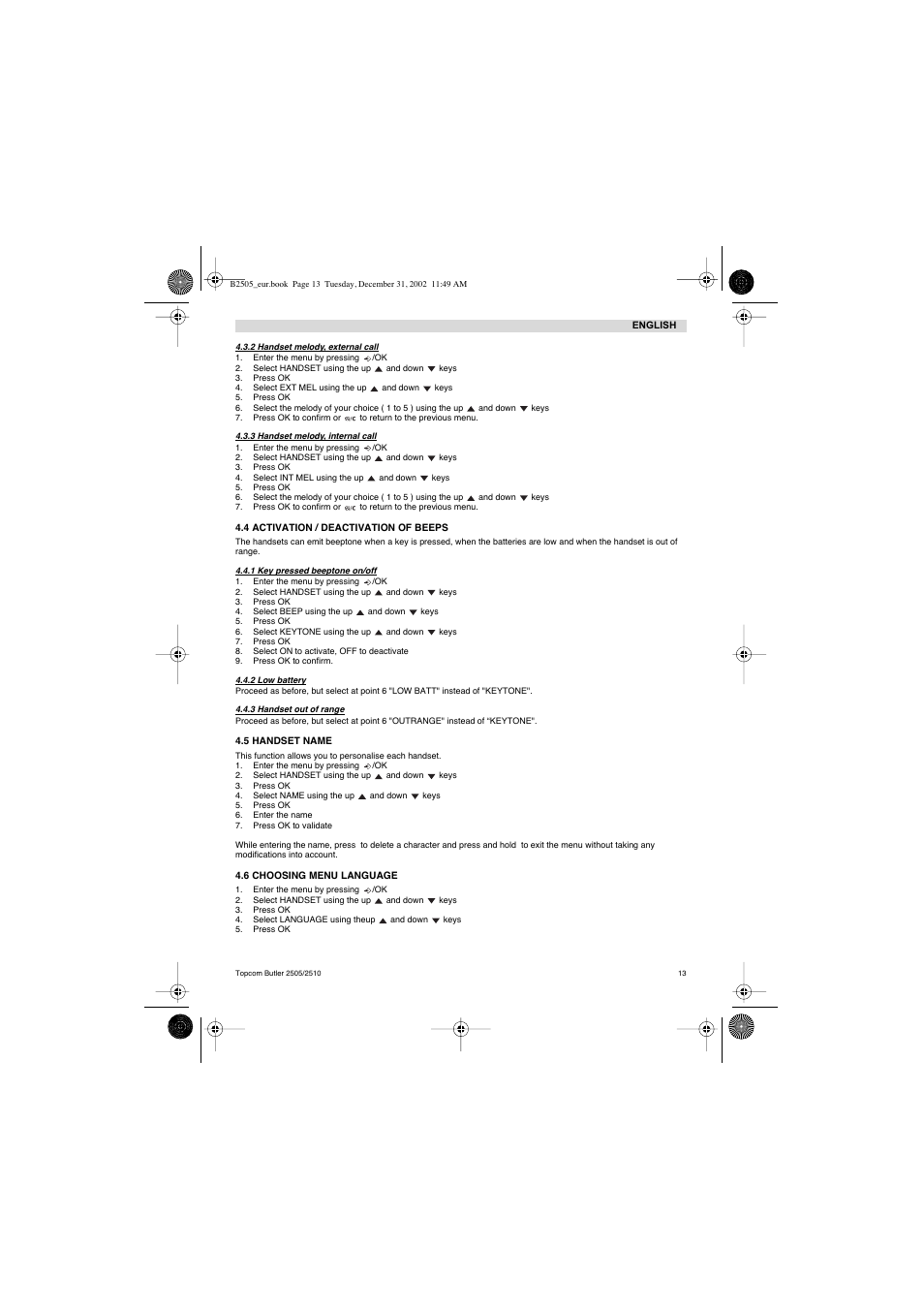 Topcom Butler 2510 User Manual | Page 13 / 96