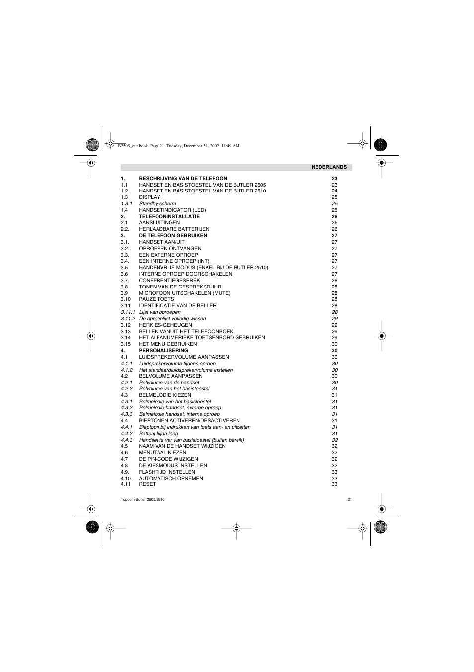 Topcom Butler 2510 User Manual | Page 21 / 96