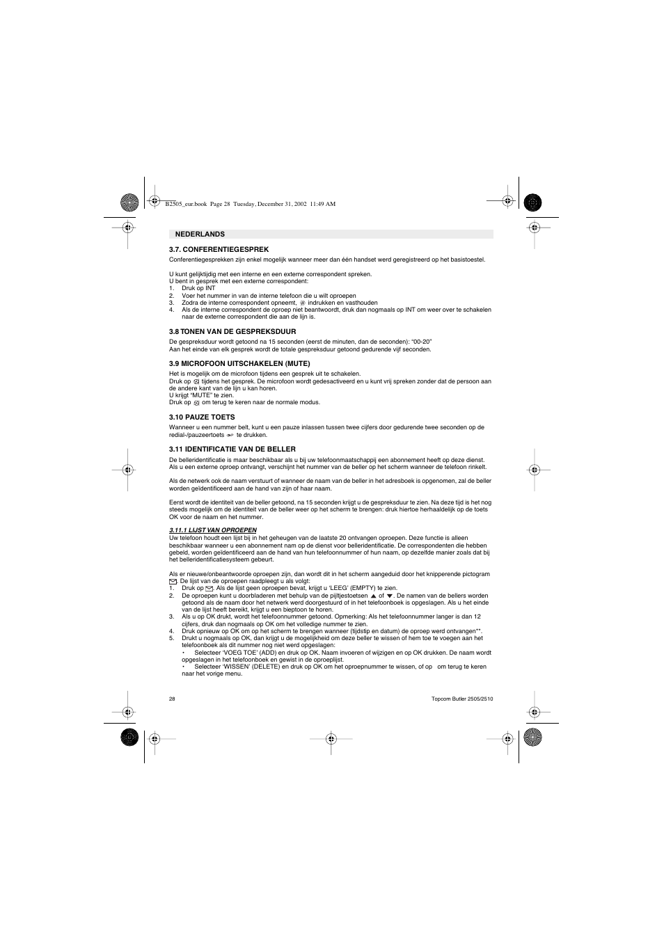 Topcom Butler 2510 User Manual | Page 28 / 96