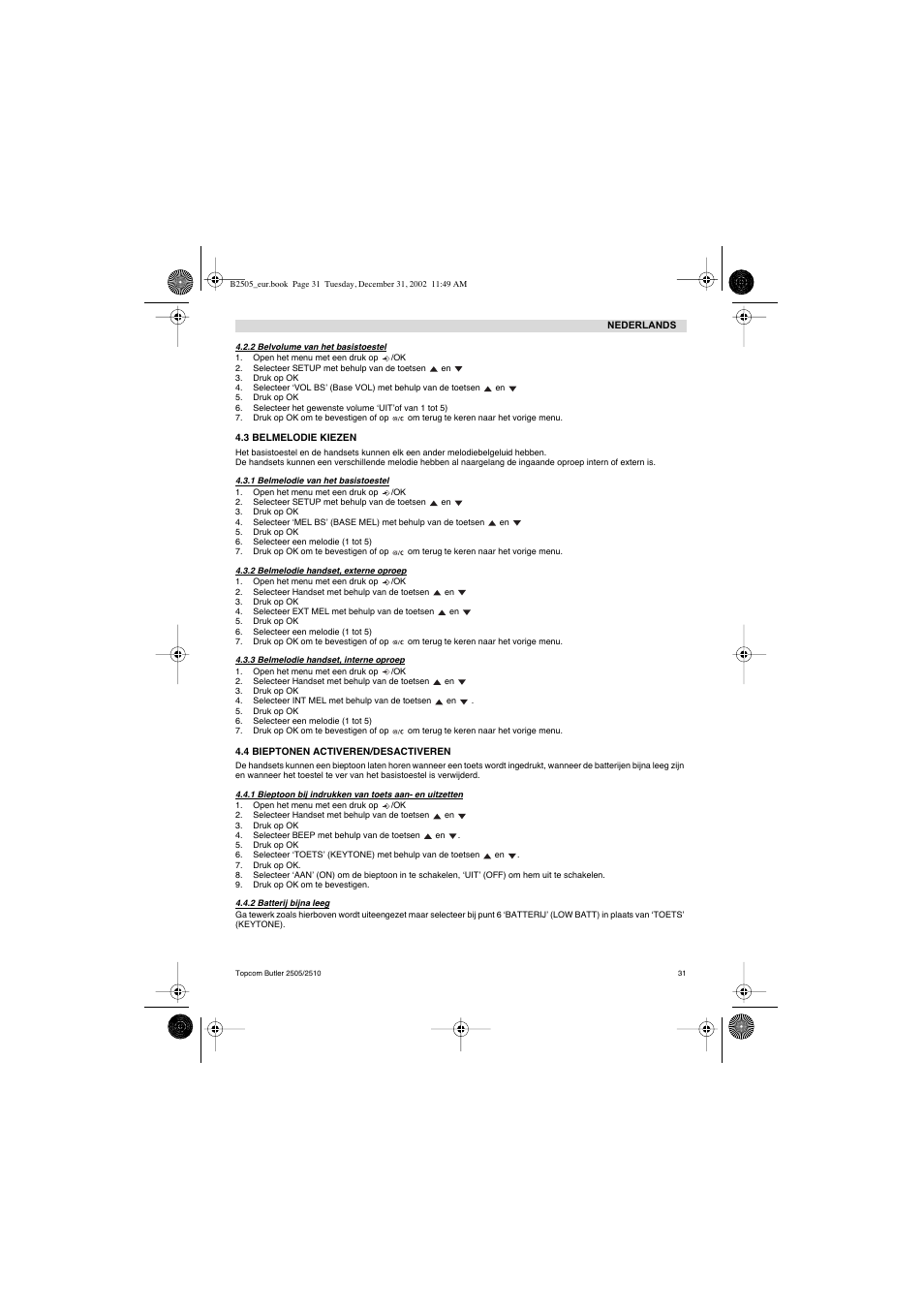 Topcom Butler 2510 User Manual | Page 31 / 96