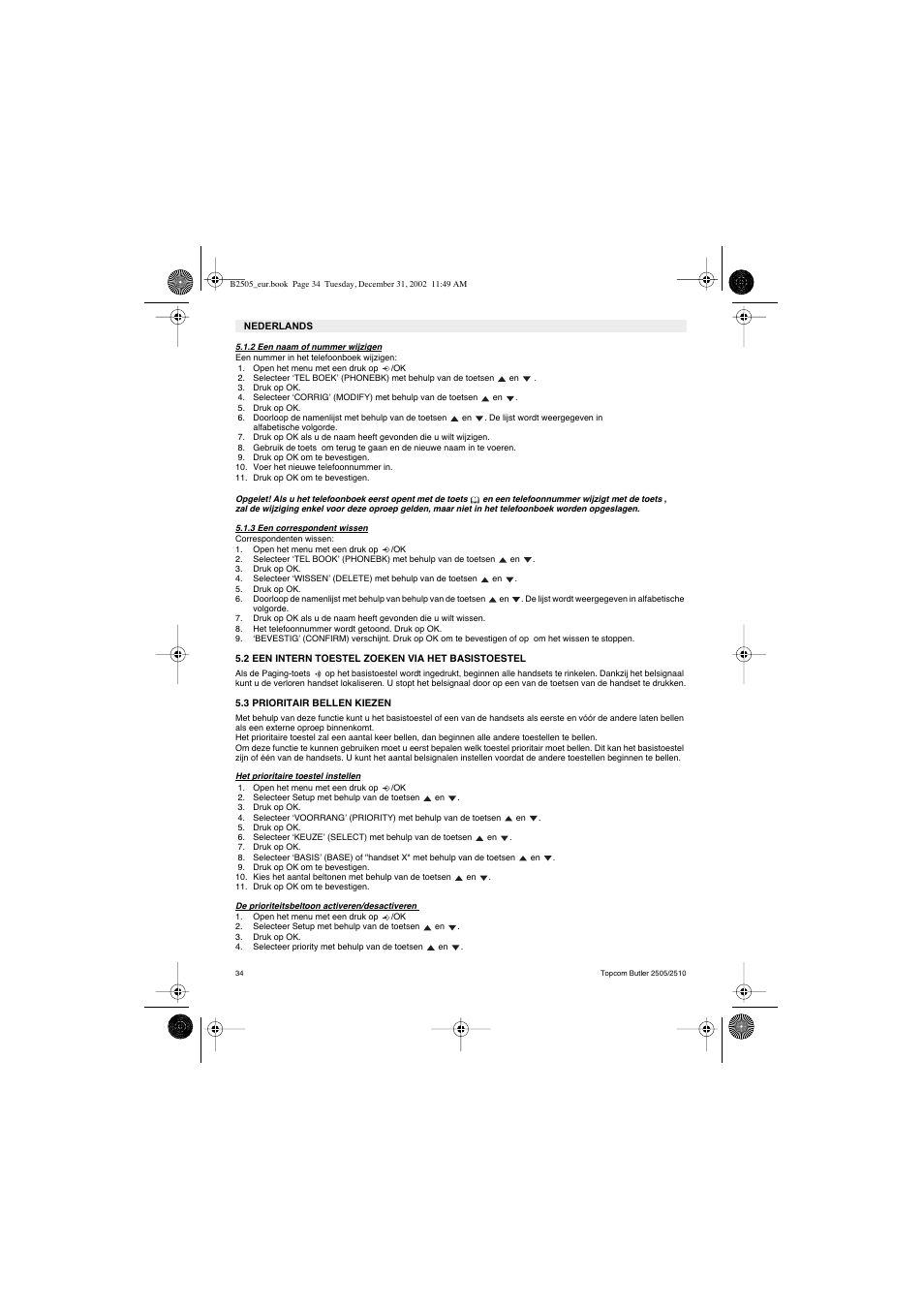 Topcom Butler 2510 User Manual | Page 34 / 96