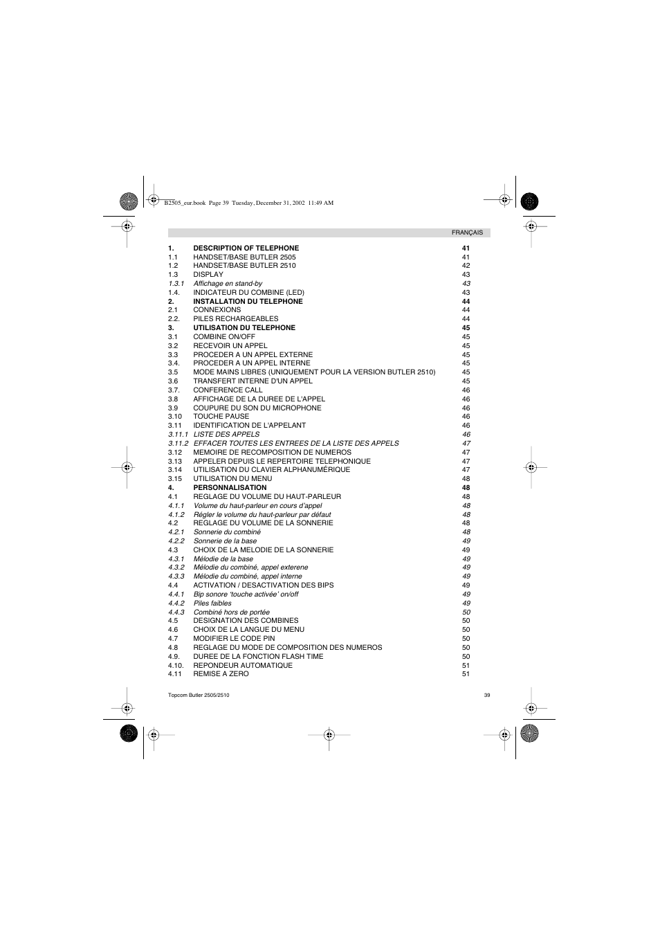 Topcom Butler 2510 User Manual | Page 39 / 96