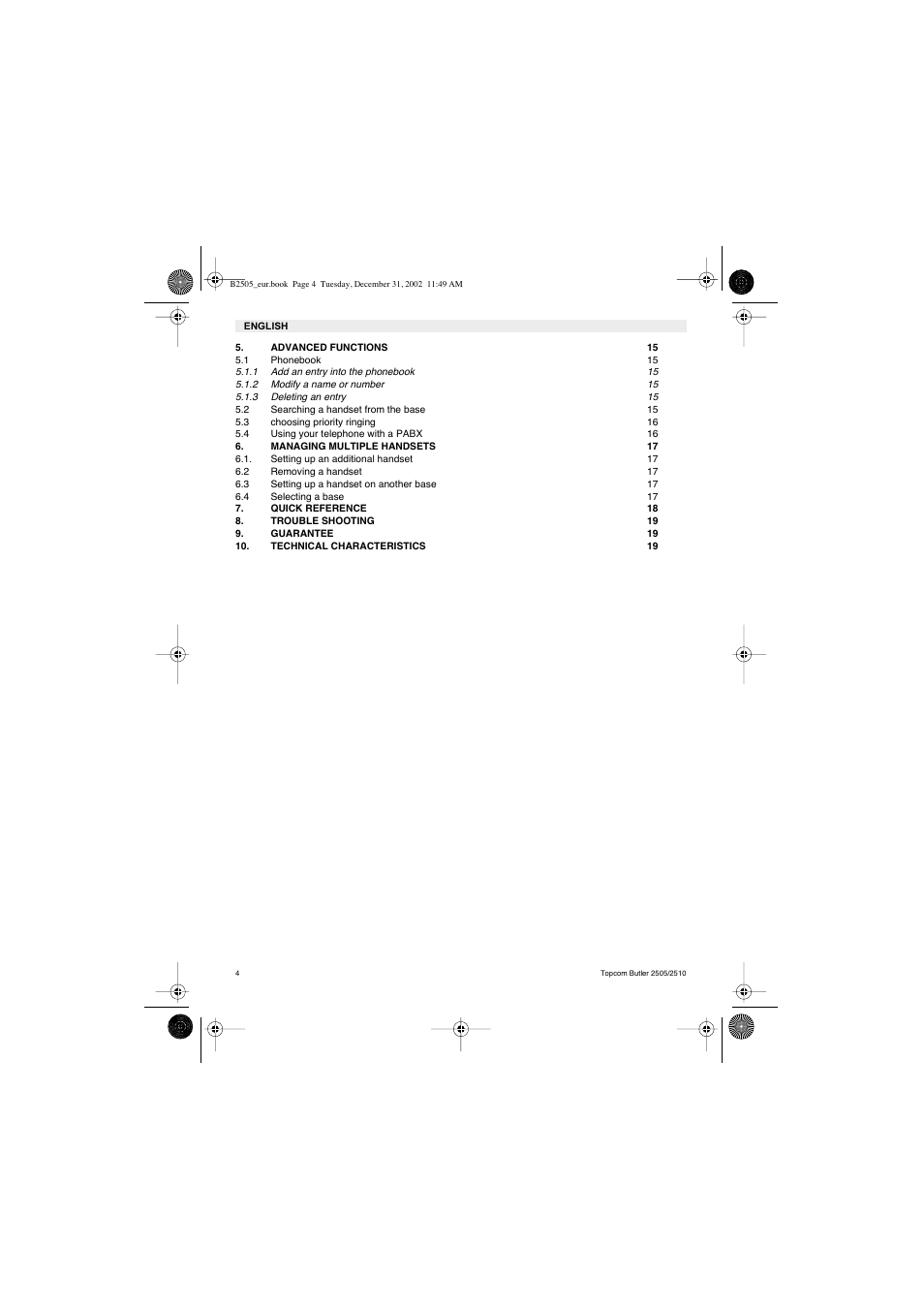 Topcom Butler 2510 User Manual | Page 4 / 96