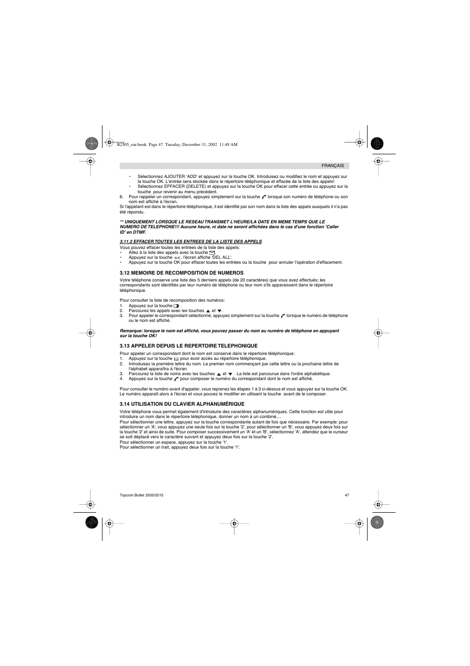 Topcom Butler 2510 User Manual | Page 47 / 96