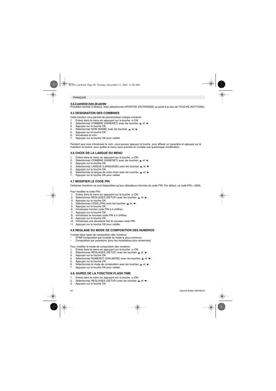 Topcom Butler 2510 User Manual | Page 50 / 96