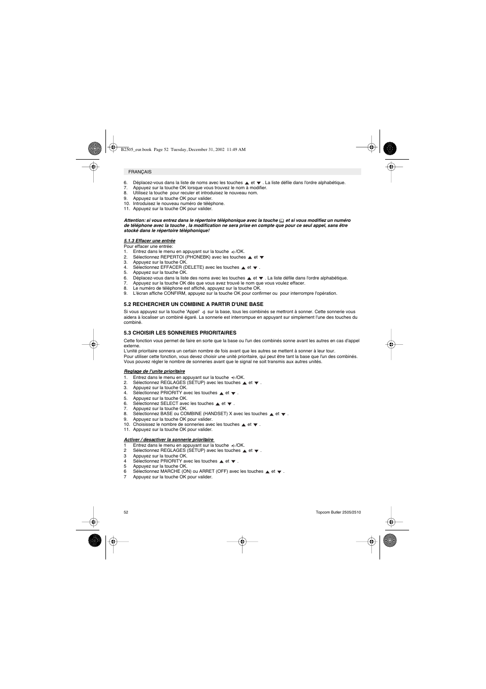Topcom Butler 2510 User Manual | Page 52 / 96