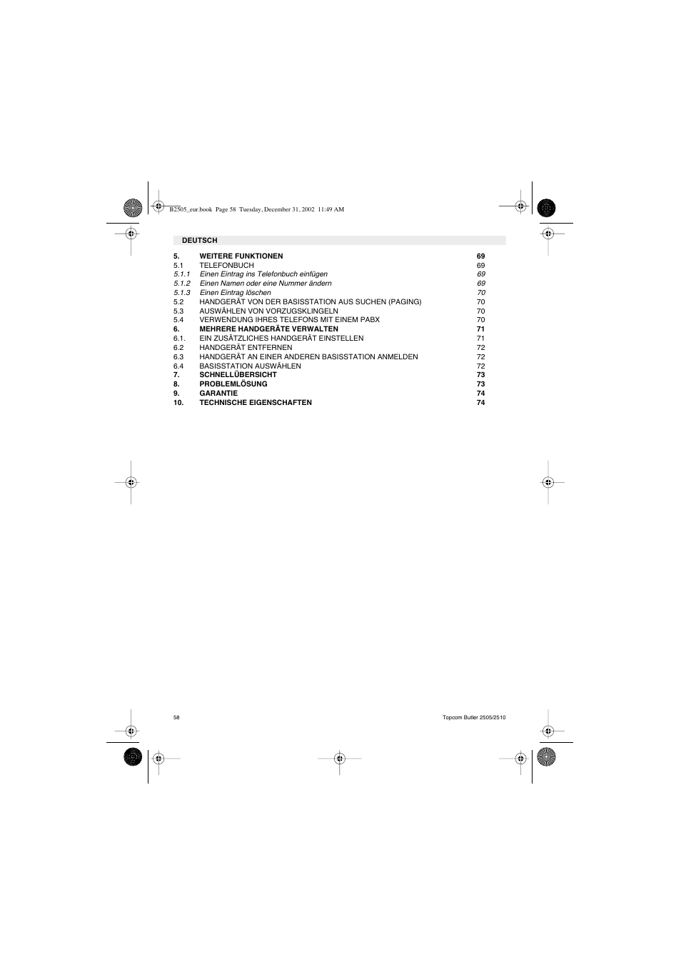 Topcom Butler 2510 User Manual | Page 58 / 96