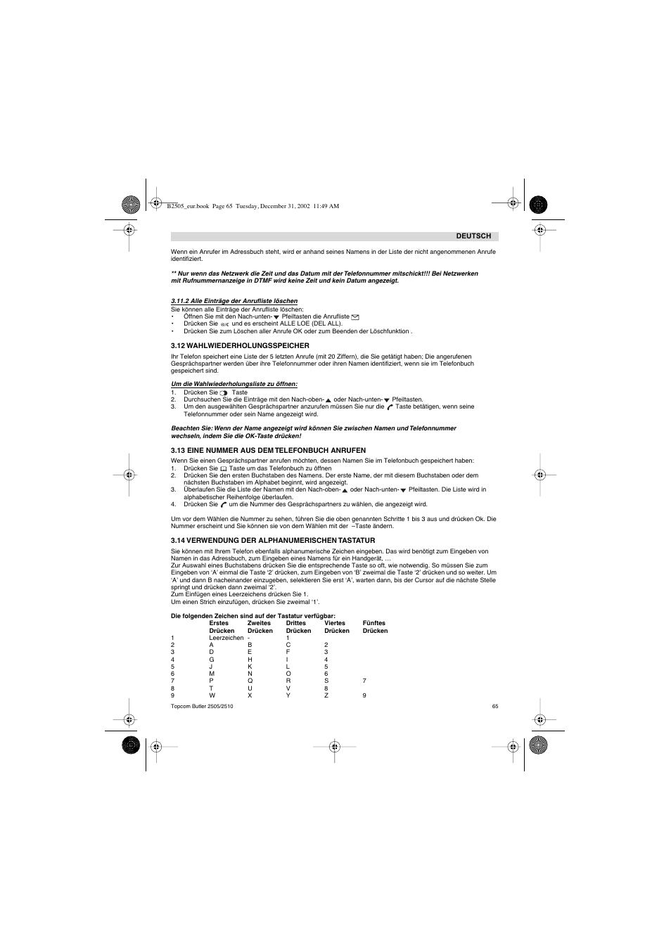 Topcom Butler 2510 User Manual | Page 65 / 96