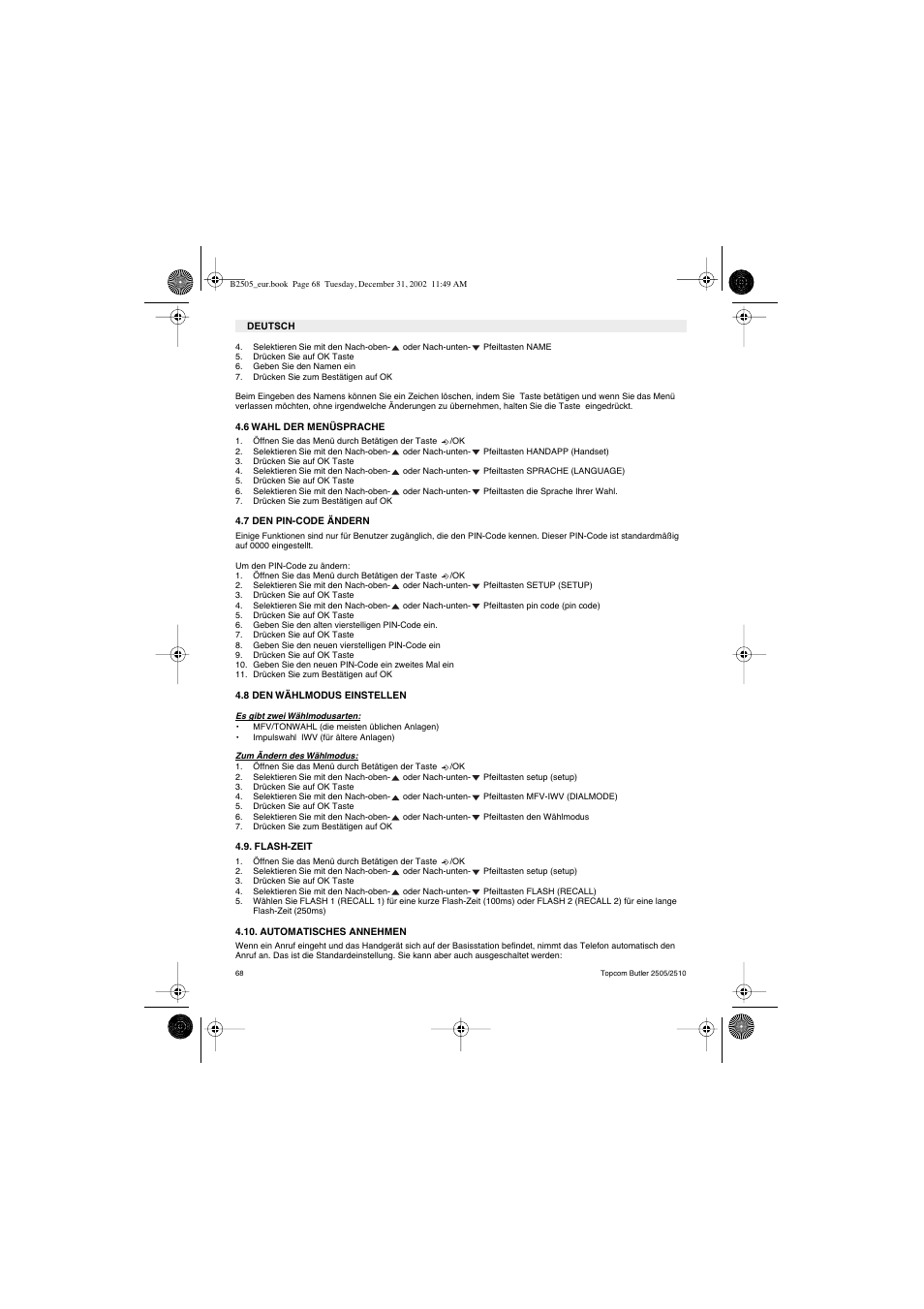 Topcom Butler 2510 User Manual | Page 68 / 96