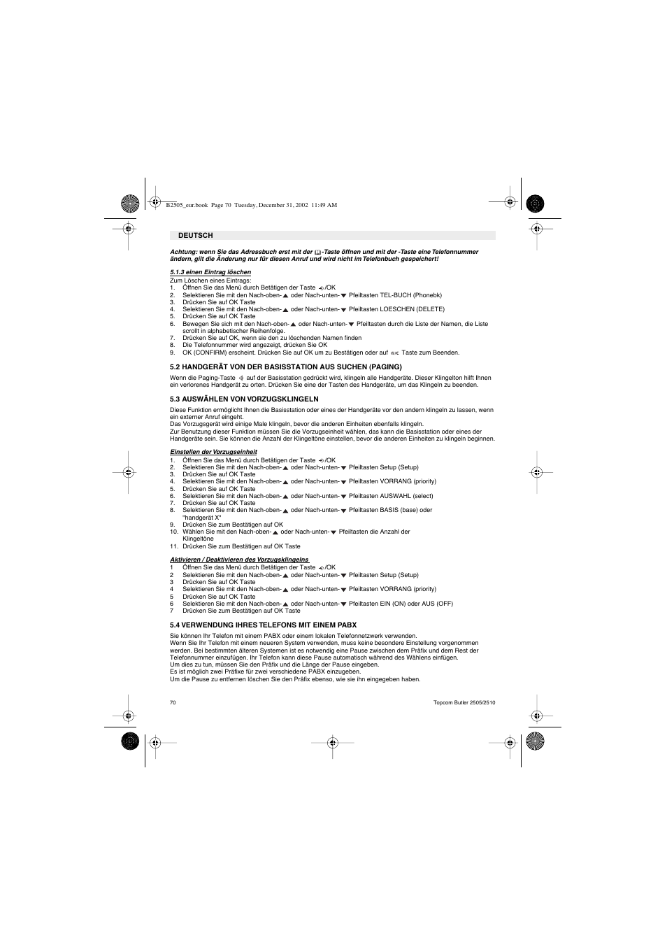 Topcom Butler 2510 User Manual | Page 70 / 96