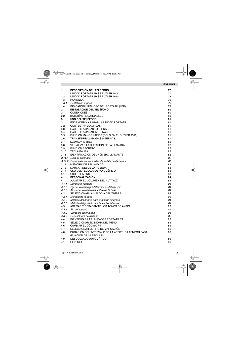Topcom Butler 2510 User Manual | Page 75 / 96