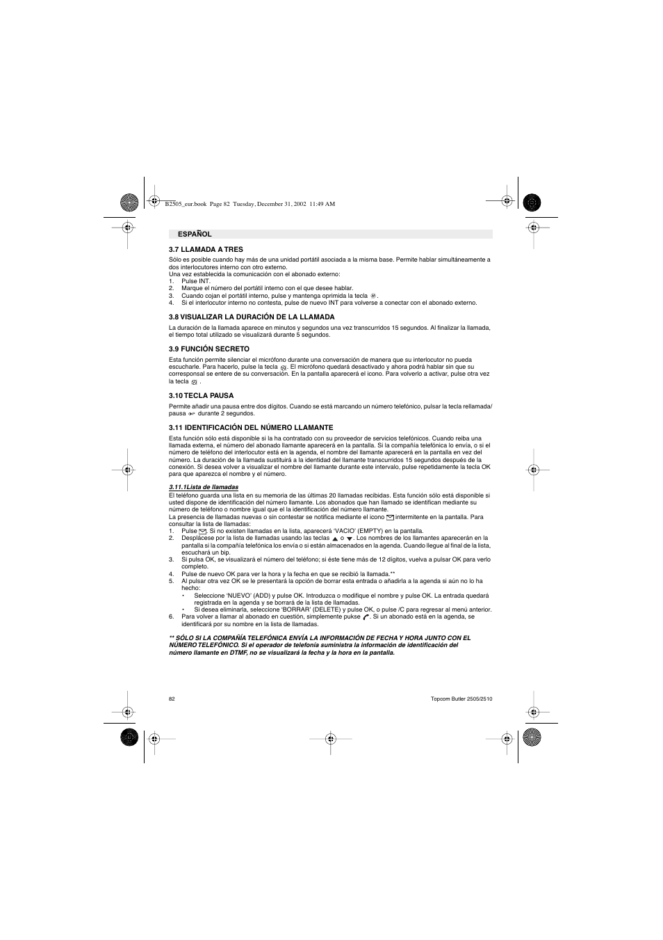 Topcom Butler 2510 User Manual | Page 82 / 96
