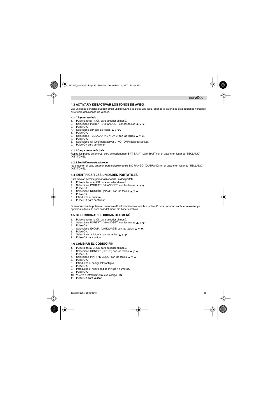 Topcom Butler 2510 User Manual | Page 85 / 96