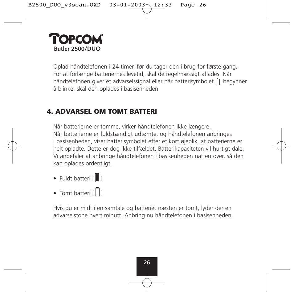 Topcom BUTLER 2500 Duo User Manual | Page 26 / 84