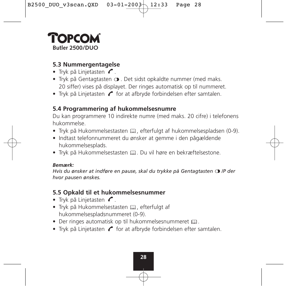 Topcom BUTLER 2500 Duo User Manual | Page 28 / 84