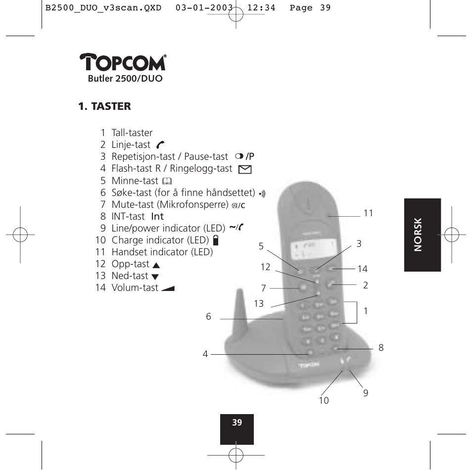 Topcom BUTLER 2500 Duo User Manual | Page 39 / 84