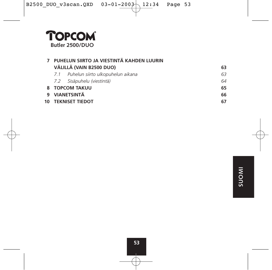 Topcom BUTLER 2500 Duo User Manual | Page 53 / 84