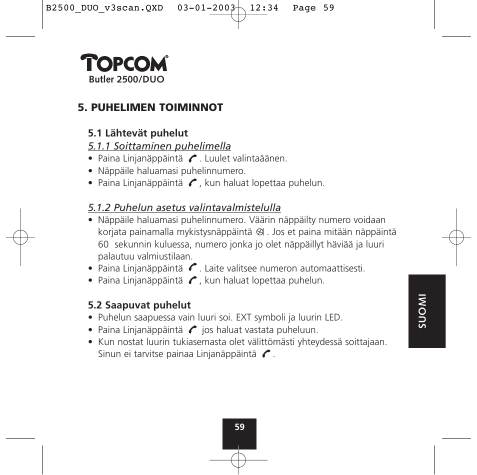 Topcom BUTLER 2500 Duo User Manual | Page 59 / 84