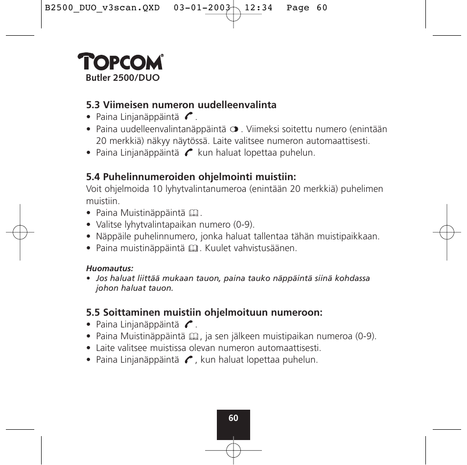 Topcom BUTLER 2500 Duo User Manual | Page 60 / 84