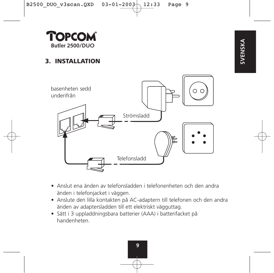 Topcom BUTLER 2500 Duo User Manual | Page 9 / 84