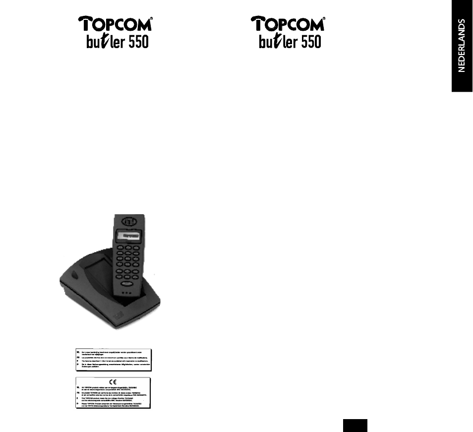 Topcom BUTLER 550 User Manual | Page 2 / 43