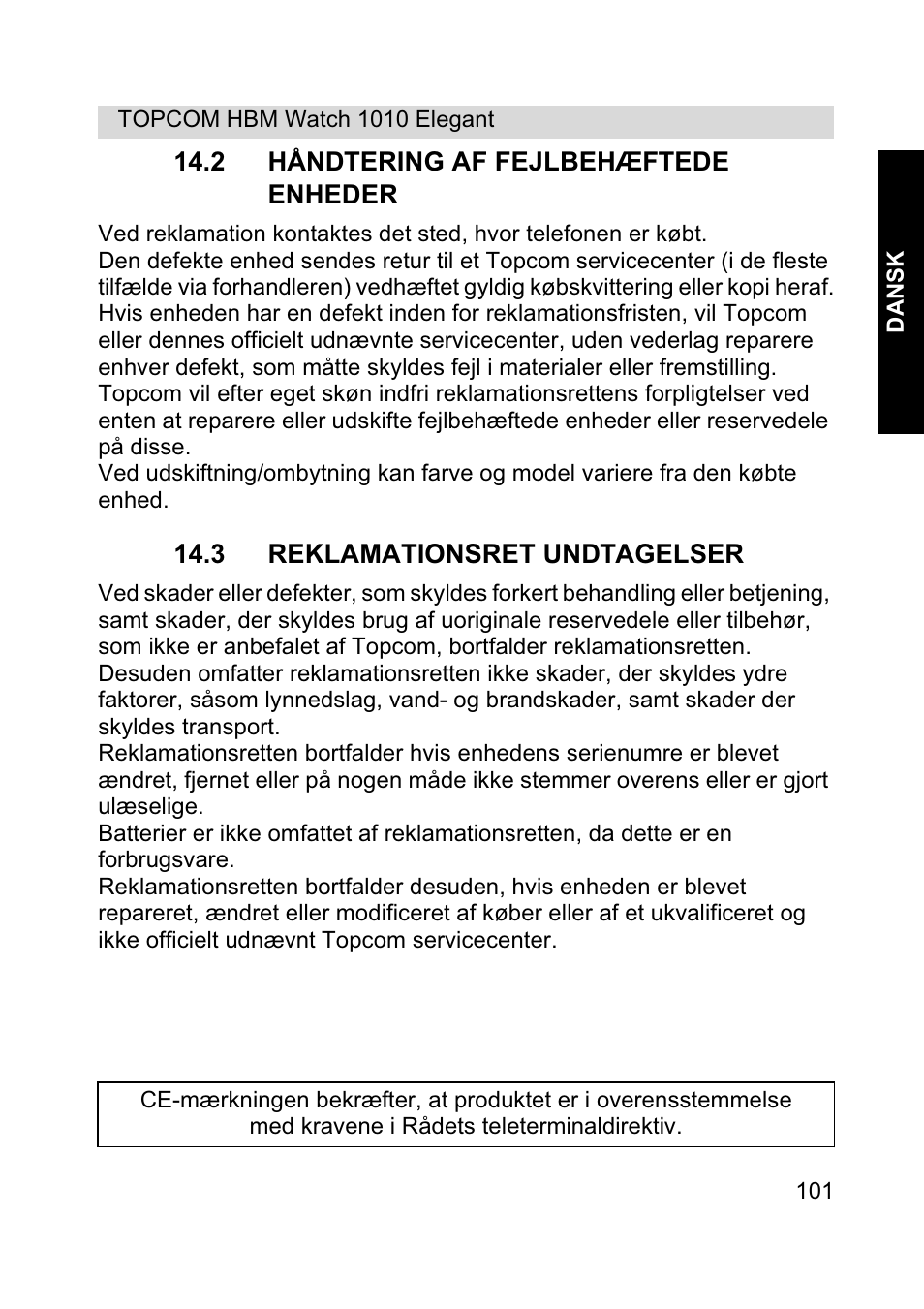 Topcom HBM Watch 1010 Elelgant User Manual | Page 101 / 132