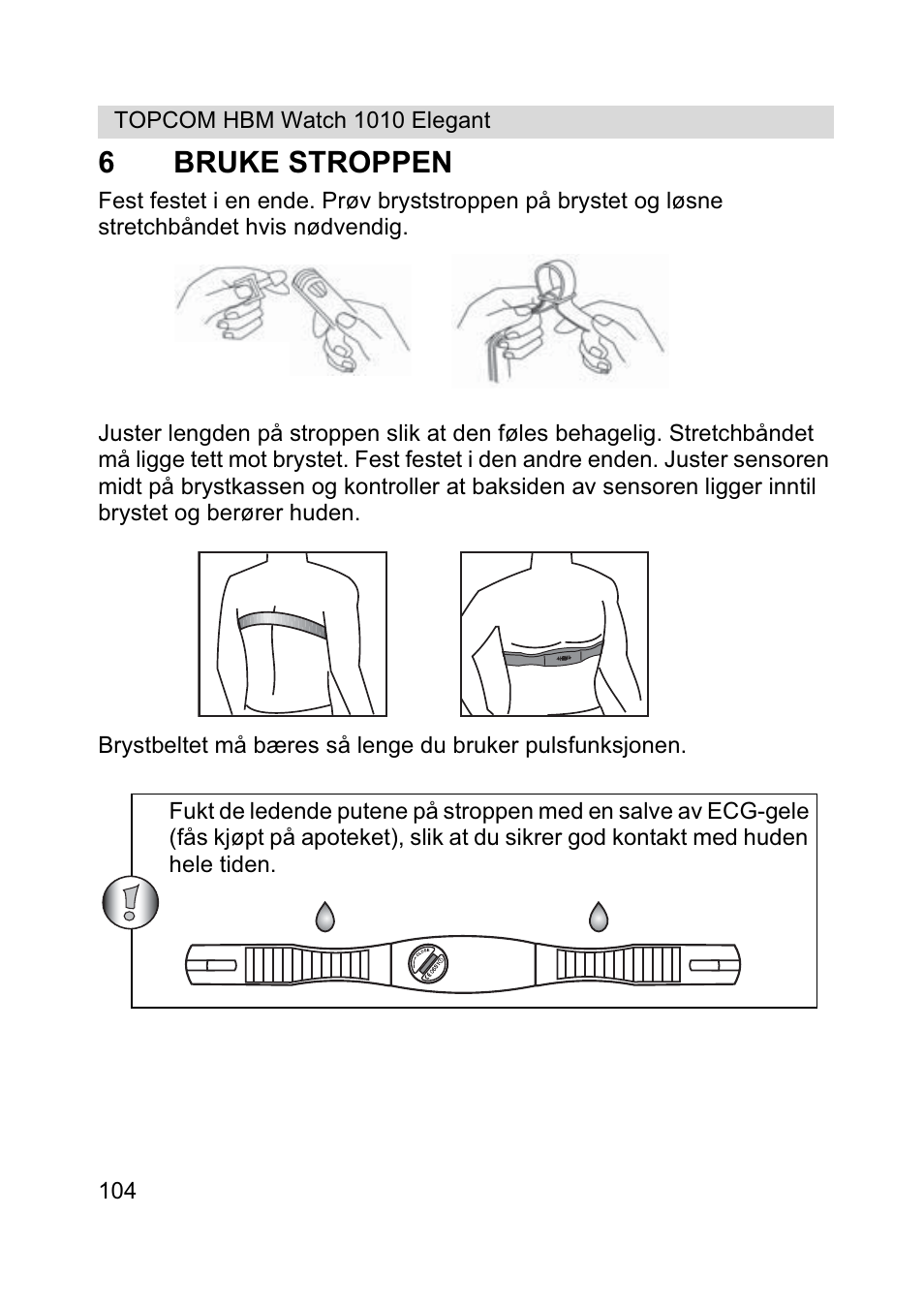 6bruke stroppen | Topcom HBM Watch 1010 Elelgant User Manual | Page 104 / 132