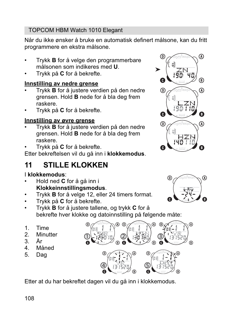 11 stille klokken | Topcom HBM Watch 1010 Elelgant User Manual | Page 108 / 132