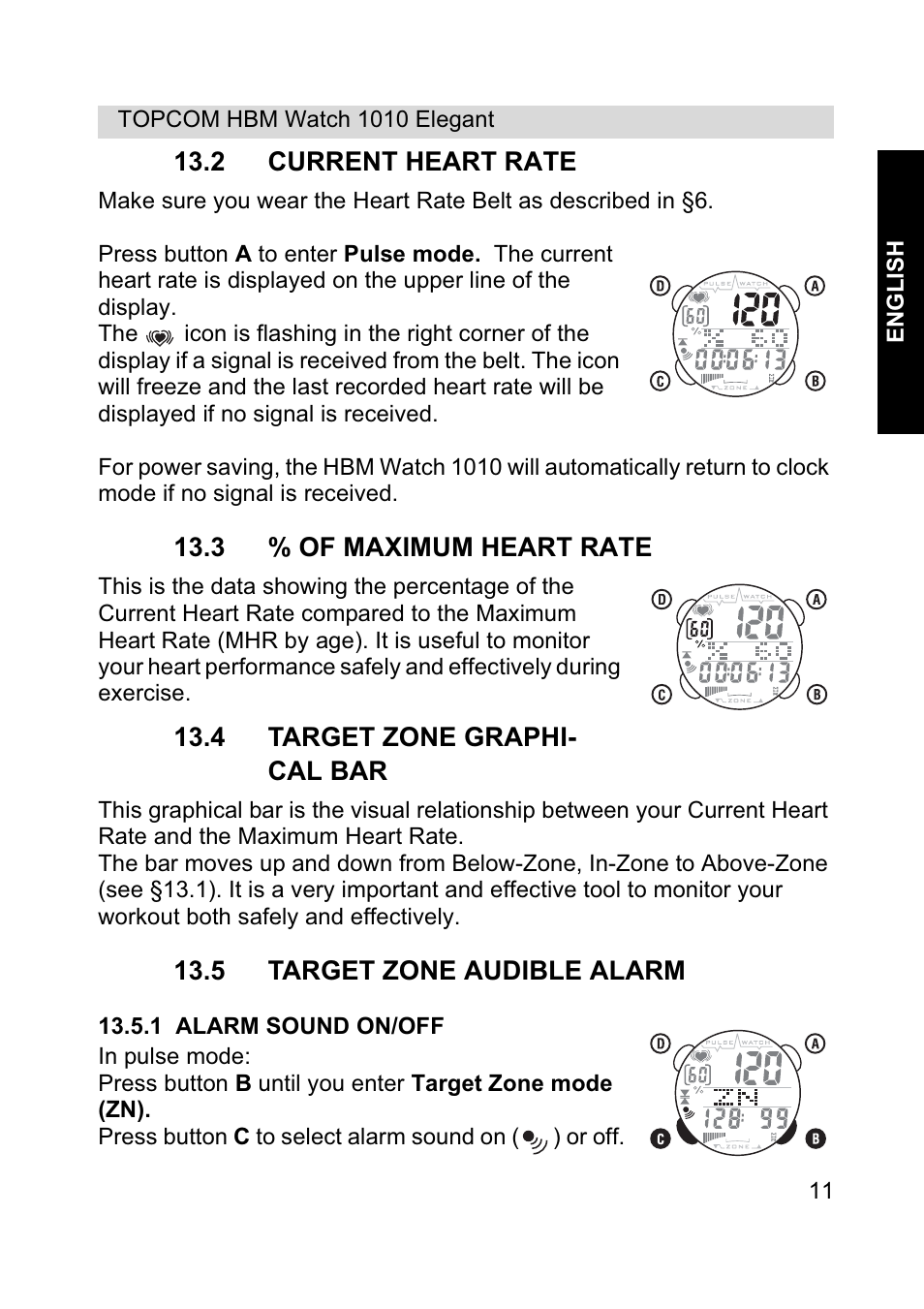 Topcom HBM Watch 1010 Elelgant User Manual | Page 11 / 132
