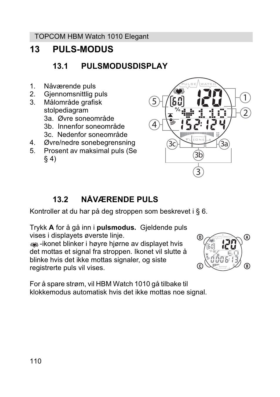 13 puls-modus | Topcom HBM Watch 1010 Elelgant User Manual | Page 110 / 132