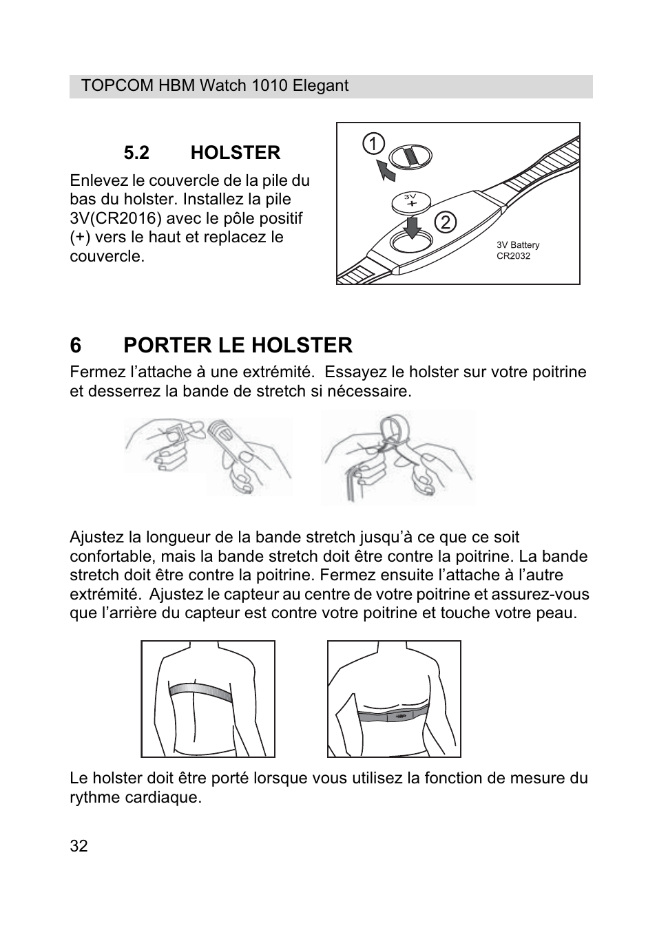 6porter le holster | Topcom HBM Watch 1010 Elelgant User Manual | Page 32 / 132