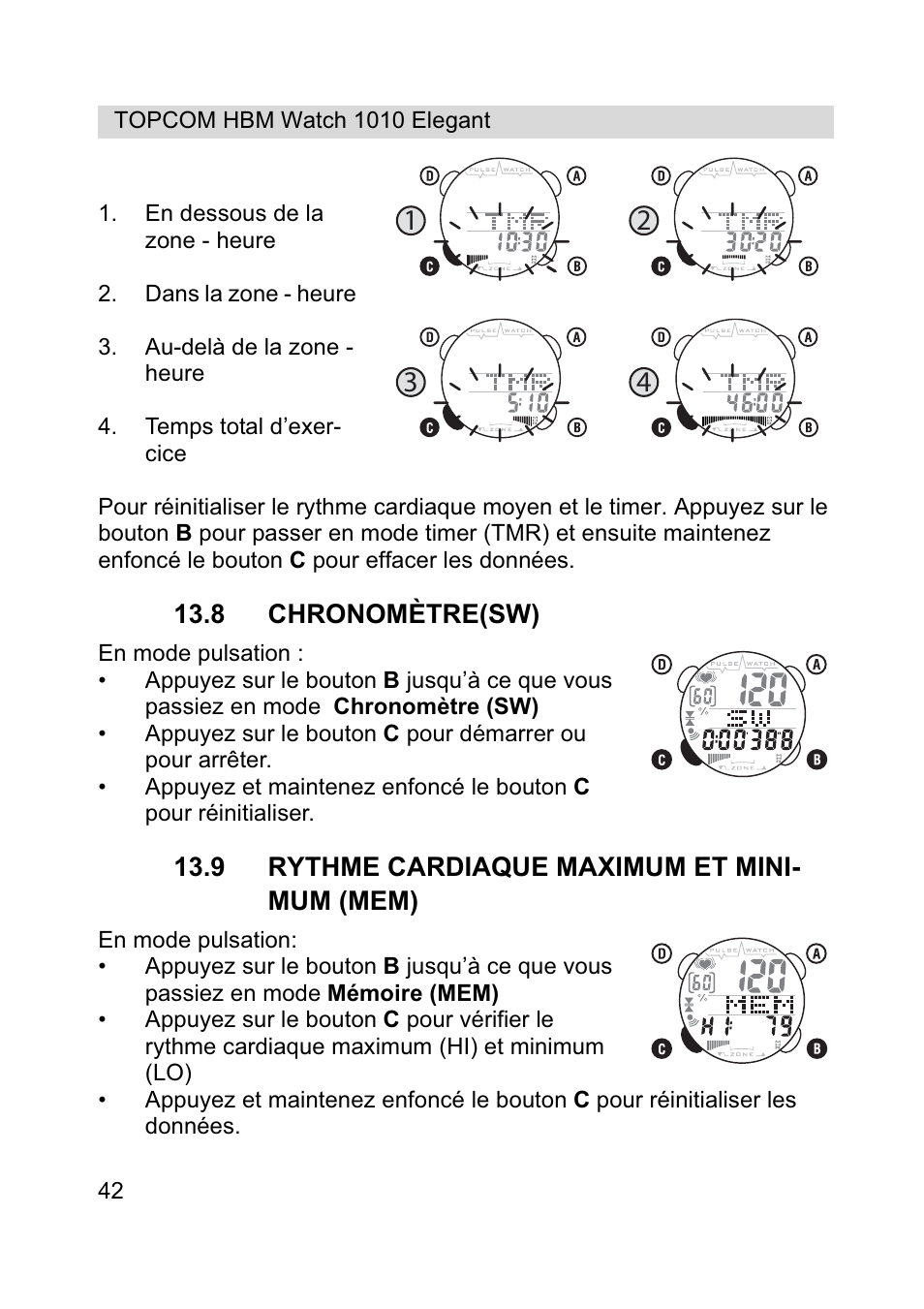 Topcom HBM Watch 1010 Elelgant User Manual | Page 42 / 132