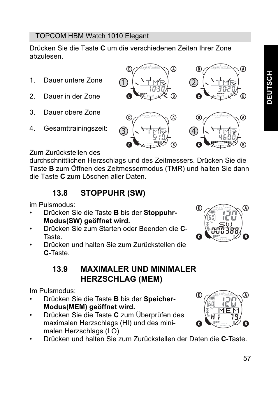 Topcom HBM Watch 1010 Elelgant User Manual | Page 57 / 132