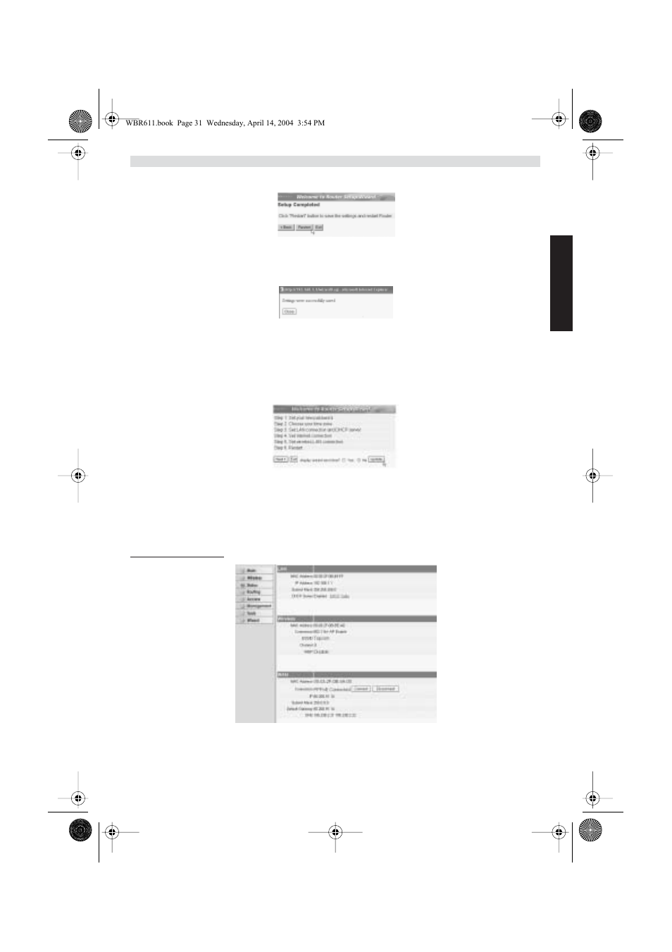 Statut de connexion | Topcom WBR 611 User Manual | Page 31 / 104