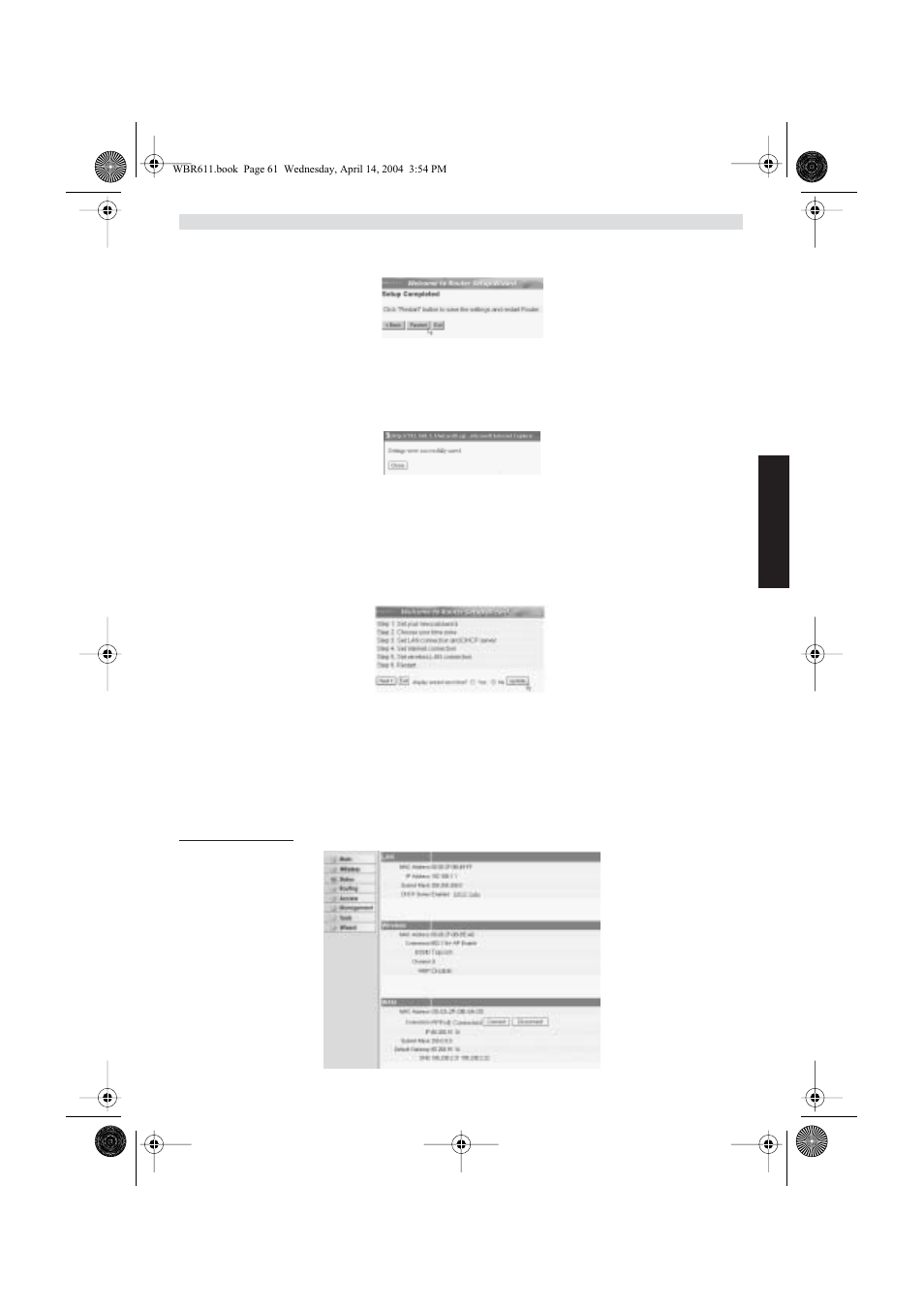 Forbindelsesstatus | Topcom WBR 611 User Manual | Page 61 / 104