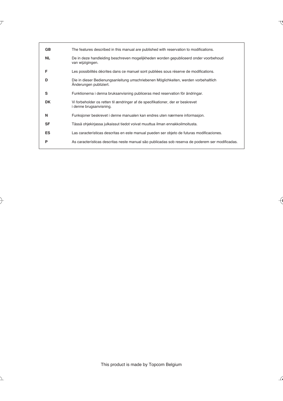 Topcom Skyr@cer WBR 254G User Manual | Page 2 / 104