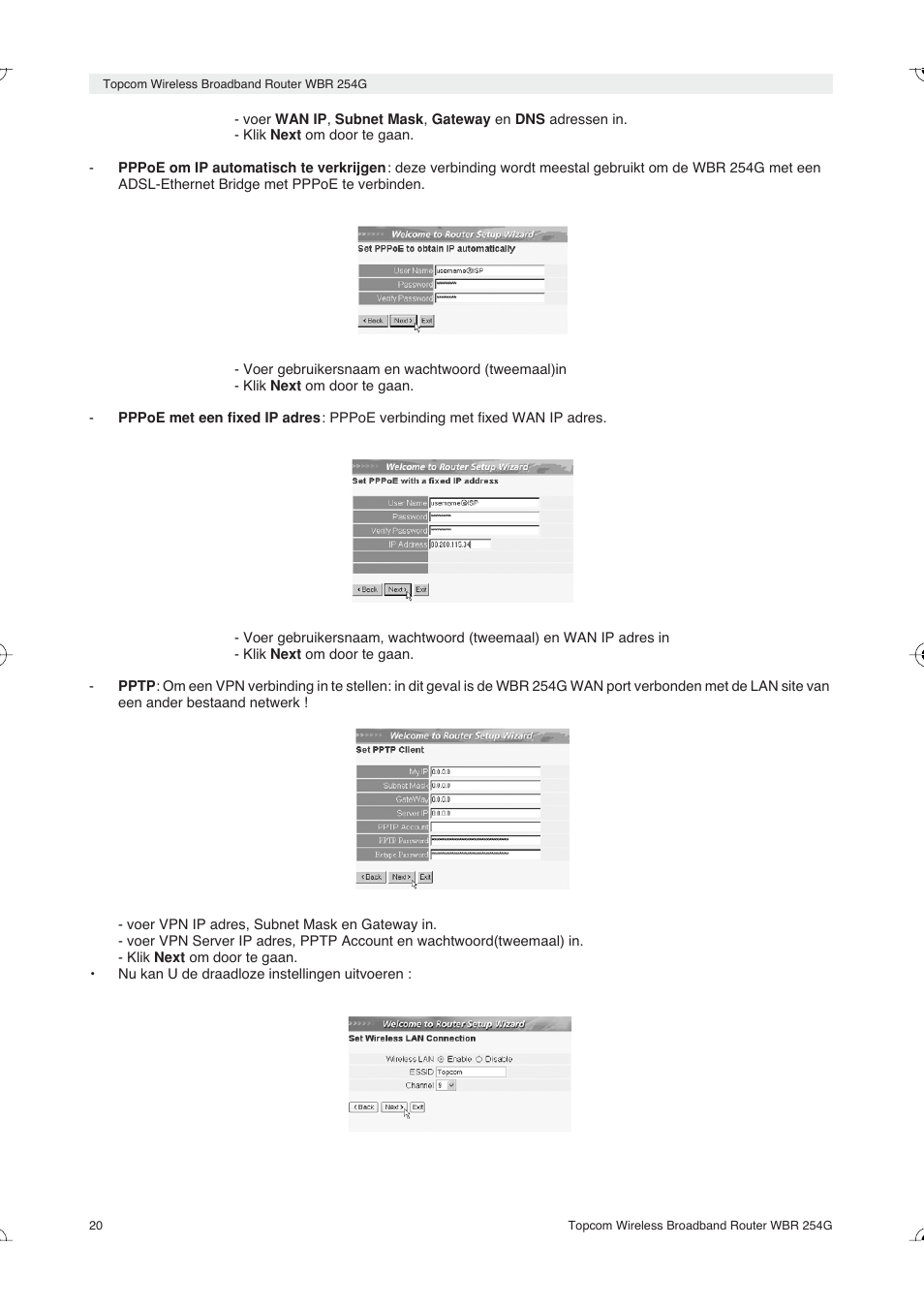 Topcom Skyr@cer WBR 254G User Manual | Page 20 / 104