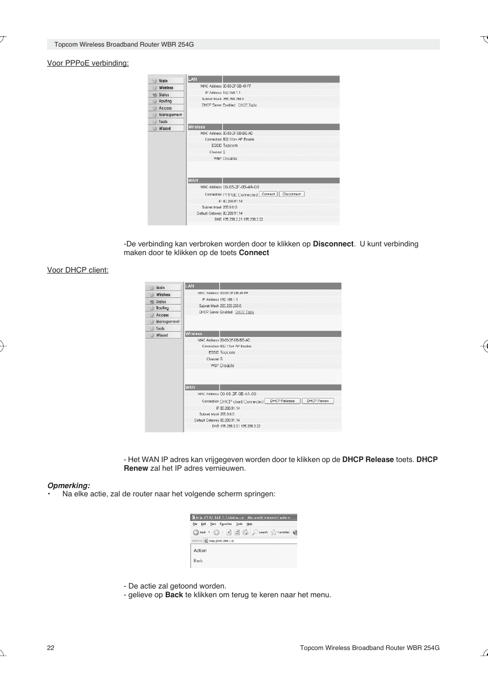 Topcom Skyr@cer WBR 254G User Manual | Page 22 / 104