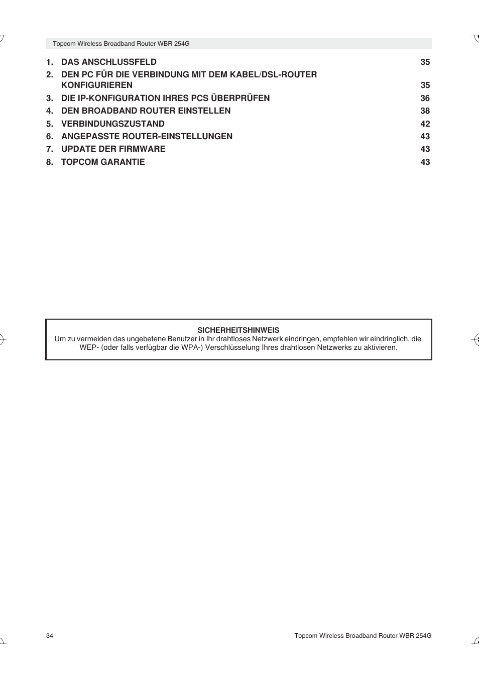 Topcom Skyr@cer WBR 254G User Manual | Page 34 / 104