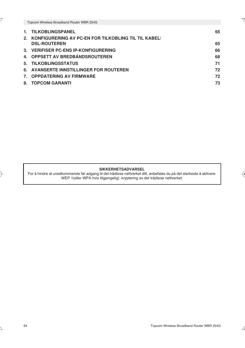 Topcom Skyr@cer WBR 254G User Manual | Page 64 / 104