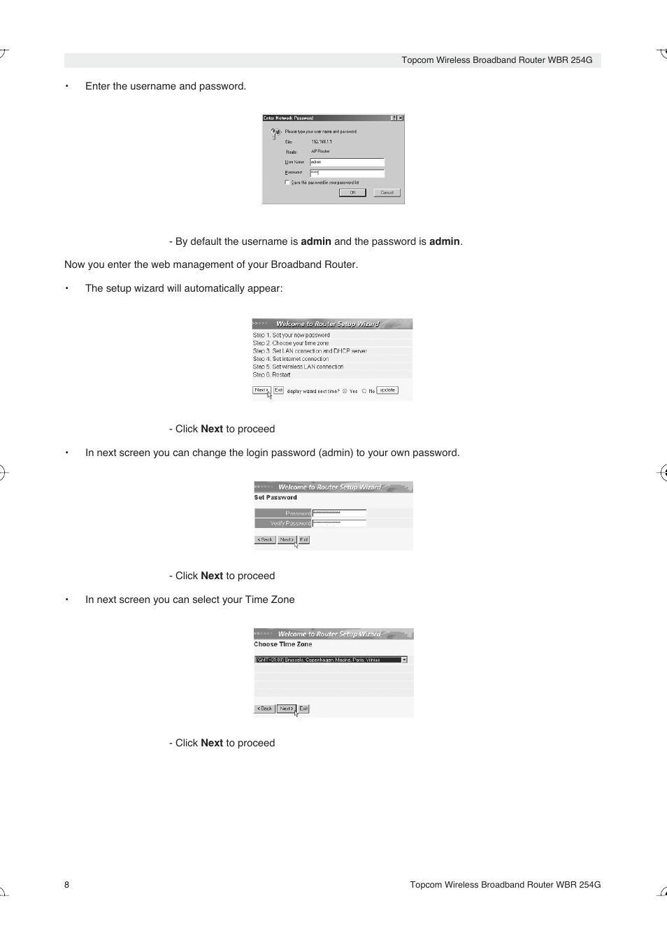 Topcom Skyr@cer WBR 254G User Manual | Page 8 / 104