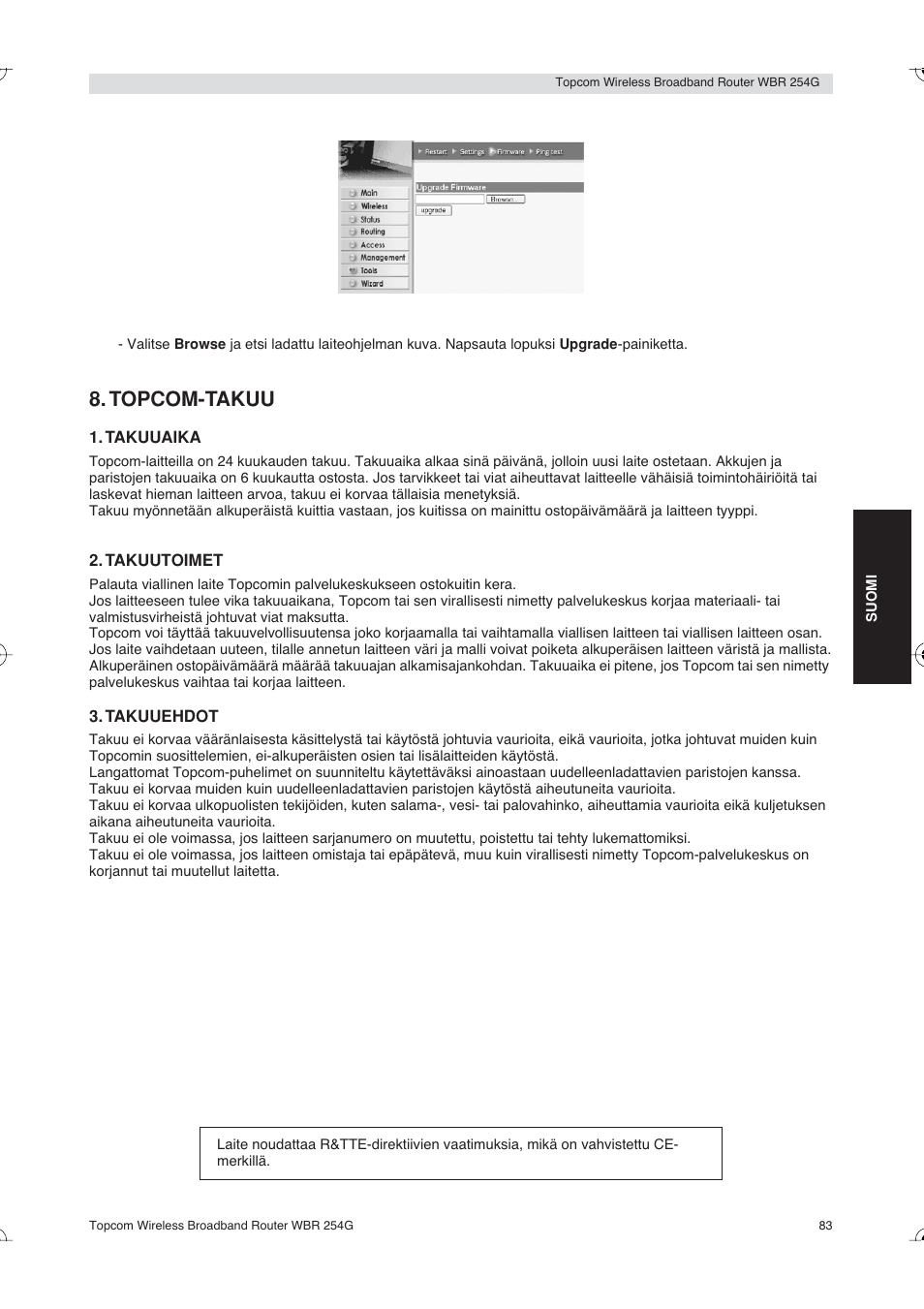 Topcom-takuu | Topcom Skyr@cer WBR 254G User Manual | Page 83 / 104