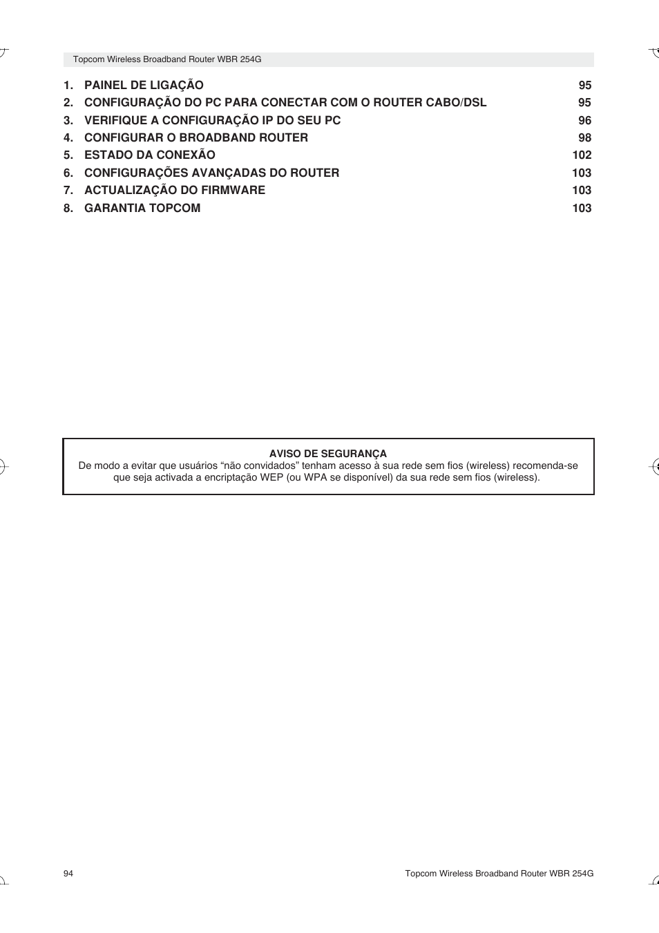 Topcom Skyr@cer WBR 254G User Manual | Page 94 / 104