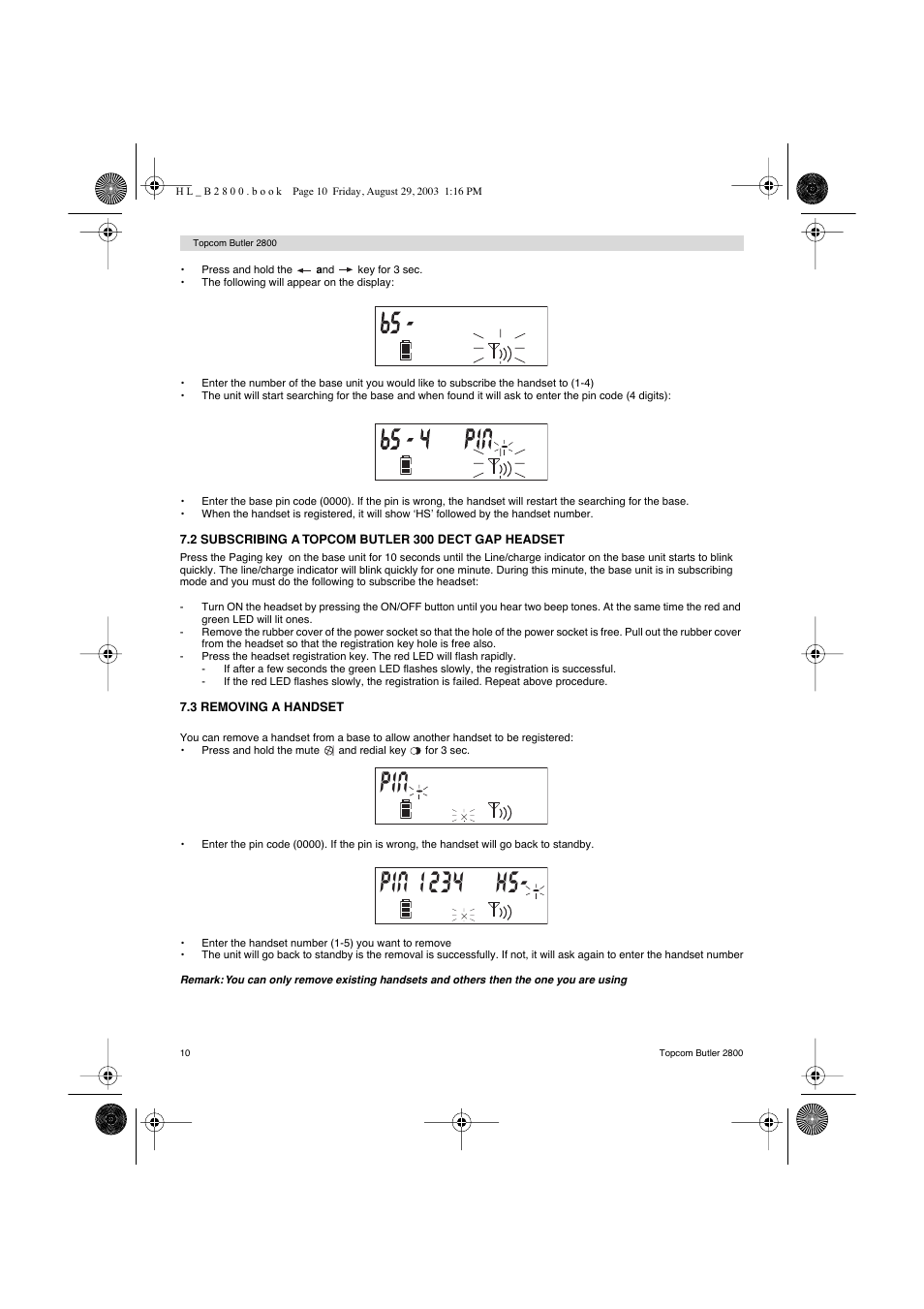 Topcom Butler 2800 User Manual | Page 10 / 44