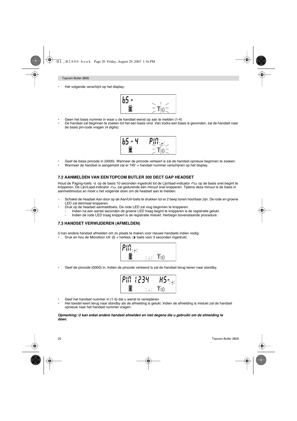 Topcom Butler 2800 User Manual | Page 20 / 44