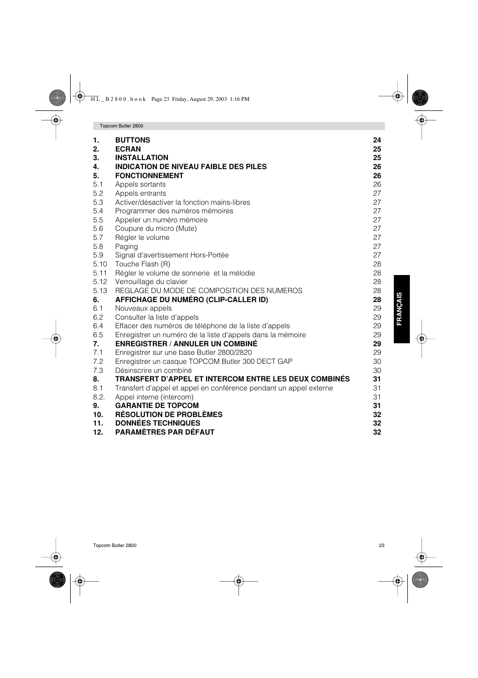 Topcom Butler 2800 User Manual | Page 23 / 44