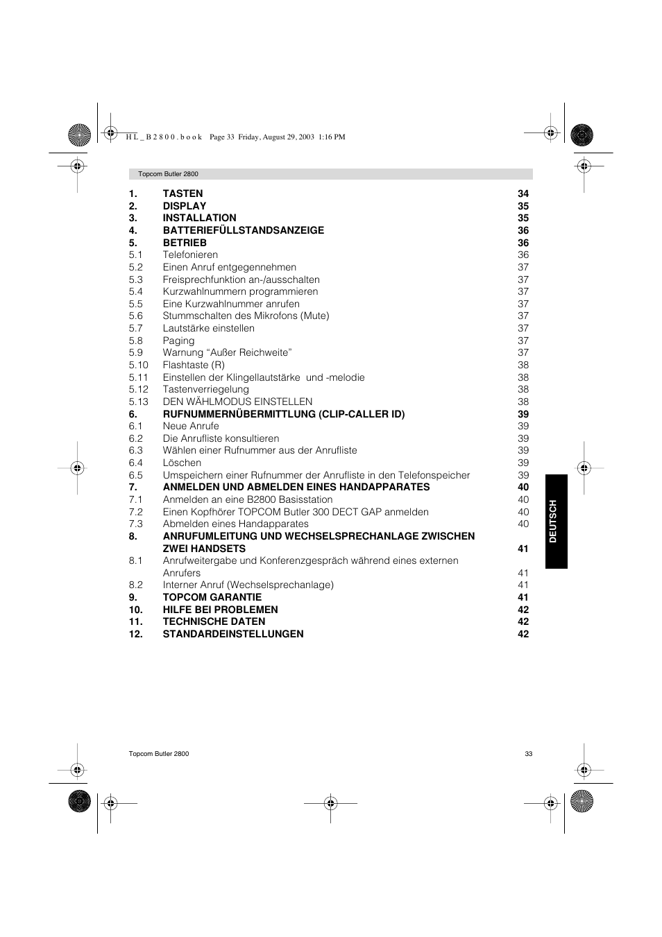 Topcom Butler 2800 User Manual | Page 33 / 44